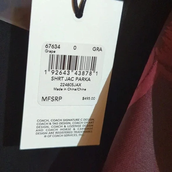 New Coach jacquard floral print leather trim parka Rain jacket size small - Picture 5 of 14